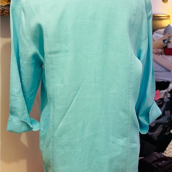 Turquoise Linen Tunic - Picture 3 of 3